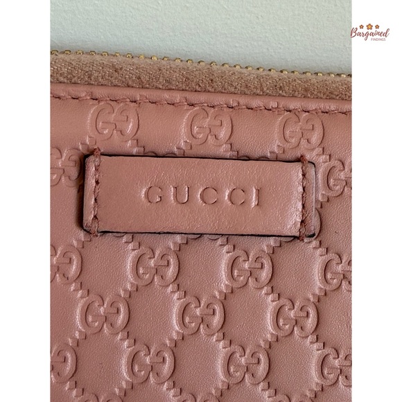 Authentic GUCCI Pink Micro-Guccissima Embossed Leather Compact Zippy Wallet - Picture 2 of 13